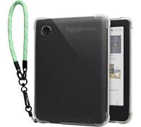 GUOP-Tenano Housse Transparente Pour Kobo Clara Colour Bw 2E,6"" Coque En Silikon Élastique De Qualité,Lavable,Avec Tissu Vert Pour Poignée
