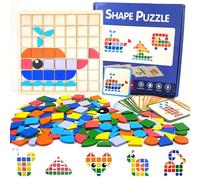 Guopai 140 Pièces Tangram en Bois Enfant, Puzzle Mosaïque Créatif avec 20 Cartes de Conception, Jeu Éducatif Montessori, Jouet de Logique et Formes Cadeau pour Garçons et Filles dès 3 Ans