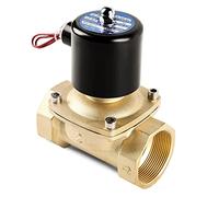 GUOQGXAY Électrovanne en Laiton normalement fermée, 1/2 "3/4" 1 "2" Pouces, 220VAC 110VAC 24VDC 12VDC 24VAC, Action directe for Eau, gaz, Huile(24vac,1.25 inch)