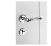 GUOQGXAY Serrure de Porte de Luxe américaine en Laiton argenté, Serrure de poignée de Porte intérieure en Bois de Type Fendu, indépendamment de la Gauche et de la Droite(Silver Magnetic Style)