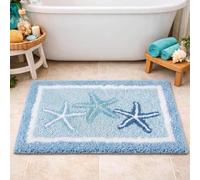 Guoshuai Tapis de Bain Antiderapant 50x80cm Microfibre Tapis De Salle Bain | Étoile de mer bleue Absorption D'Eau- Doux Et Confortable Lavable En Machine, Pour Chambre Et Salles Bains