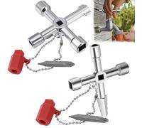 GUOSIYAO 4 Voies Clé Multifonction Robinet En Clé Universelle 4 En 1 Multifonction Triangle Armoire Electrique Pour Eau Électricité Compteurs Électriques Radiateurs Ascenseurs Etc 2Pcs