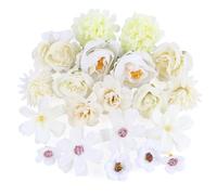 GUOSIYAO Fleurs Artificielles Deco Têtes De Fleurs Fleur Artificiel Fausse Fleur Artisanat Fleur en Tissu pour Mariage Fête Accessoires De Photographie Décoration De La Maison Autres 20Pcs (Blanc)