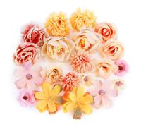 GUOSIYAO Fleurs Artificielles Deco Têtes De Fleurs Fleur Artificiel Fausse Fleur Artisanat Fleur en Tissu pour Mariage Fête Accessoires De Photographie Décoration De La Maison Autres 20Pcs (Orange)