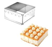 Guowall Cadre à Pâtisserie Carré, Moule à gâteau Extensible Moule Rectangulaire Patisserie en Acier Inoxydable Pour Gâteaux Desserts Mousse, 10-18cm