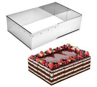 Guowall Cadre à pâtisserie rectangulaire,Moule pâtisserie en Acier Inoxydable Pour Gâteaux Mousse, Réglable 25-46 cm x 19-36 cm, Hauteur 10 cm