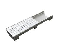 GUOXIAD Caniveau avec Grille en Acier Inoxydable, Système De Drainage for Allée, Largeur 25 Cm, Longueur 1 M, Tranchée De Drainage Assemblée À Rainure en U, Kit De Drainage(#3,12.5CM Height)