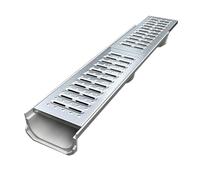 GUOXIAD Caniveau avec Grille en Acier Inoxydable, Système De Drainage for Allée, Largeur 25 Cm, Longueur 1 M, Tranchée De Drainage Assemblée À Rainure en U, Kit De Drainage(#4,12.5CM Height)