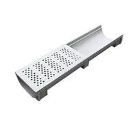GUOXIAD Caniveau avec Grille en Acier Inoxydable, Système De Drainage for Allée, Largeur 25 Cm, Longueur 1 M, Tranchée De Drainage Assemblée À Rainure en U, Kit De Drainage(#2,12.5CM Height)