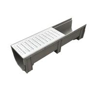 GUOXIAD Caniveau avec Grille en Acier Inoxydable, Système De Drainage for Allée, Largeur 25 Cm, Longueur 1 M, Tranchée De Drainage Assemblée À Rainure en U, Kit De Drainage(#3,25CM Height)