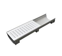 GUOXIAD Caniveau avec Grille en Acier Inoxydable, Système De Drainage for Allée, Largeur 25 Cm, Longueur 1 M, Tranchée De Drainage Assemblée À Rainure en U, Kit De Drainage(#5,12.5CM Height)