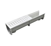 GUOXIAD Caniveau De Drainage Assemblé De 1 M De Long, avec Grille en Acier Inoxydable, Système De Drainage for Allée, Fente en U De 15 Cm De Large, Kit De Drainage(#5,20CM Height)