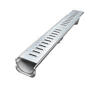 GUOXIAD Caniveau De Drainage Assemblé De 1 M De Long, avec Grille en Acier Inoxydable, Système De Drainage for Allée, Fente en U De 15 Cm De Large, Kit De Drainage(#4,10CM Height)