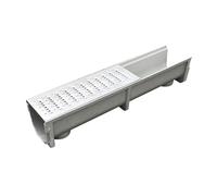 GUOXIAD Caniveau De Drainage Assemblé De 1 M De Long, avec Grille en Acier Inoxydable, Système De Drainage for Allée, Fente en U De 15 Cm De Large, Kit De Drainage(#3,20CM Height)