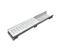 GUOXIAD Caniveau De Drainage Assemblé De 1 M De Long, avec Grille en Acier Inoxydable, Système De Drainage for Allée, Fente en U De 15 Cm De Large, Kit De Drainage(#3,10CM Height)