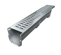 GUOXIAD Caniveau De Drainage Assemblé De 1 M De Long, Système De Drainage for Allée, Caniveaux À Fente en U De 20 Cm De Large, avec Grille en Acier Inoxydable, Kit De Drainage(#4,25CM Height)