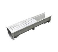 GUOXIAD Caniveau De Drainage Assemblé De 1 M De Long, Système De Drainage for Allée, Caniveaux À Fente en U De 20 Cm De Large, avec Grille en Acier Inoxydable, Kit De Drainage(#3,25CM Height)