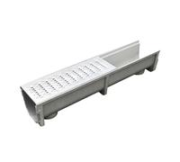 GUOXIAD Caniveau De Drainage Assemblé De 1 M De Long, Système De Drainage for Allée, Caniveaux À Fente en U De 20 Cm De Large, avec Grille en Acier Inoxydable, Kit De Drainage(#5,20CM Height)