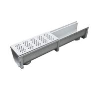 GUOXIAD Caniveau De Drainage Assemblé De 1 M De Long, Système De Drainage for Allée, Caniveaux À Fente en U De 20 Cm De Large, avec Grille en Acier Inoxydable, Kit De Drainage(#2,25CM Height)