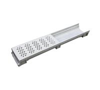 GUOXIAD Caniveau De Drainage Assemblé De 1 M De Long, Système De Drainage for Allée, Caniveaux À Fente en U De 20 Cm De Large, avec Grille en Acier Inoxydable, Kit De Drainage(#2,10CM Height)