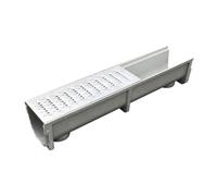 GUOXIAD Caniveau De Drainage Assemblé De 1 M De Long, Système De Drainage for Allée, Caniveaux À Fente en U De 20 Cm De Large, avec Grille en Acier Inoxydable, Kit De Drainage(#5,25CM Height)