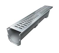 GUOXIAD Caniveau De Drainage Assemblé De 1 M De Long, Système De Drainage for Allée, Caniveaux À Fente en U De 20 Cm De Large, avec Grille en Acier Inoxydable, Kit De Drainage(#4,20CM Height)