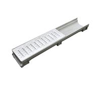 GUOXIAD Caniveau De Drainage Assemblé De 1 M De Long, Système De Drainage for Allée, Caniveaux À Fente en U De 20 Cm De Large, avec Grille en Acier Inoxydable, Kit De Drainage(#3,10CM Height)