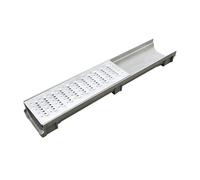 GUOXIAD Caniveau De Drainage Assemblé De 1 M De Long, Système De Drainage for Allée, Caniveaux À Fente en U De 20 Cm De Large, avec Grille en Acier Inoxydable, Kit De Drainage(#5,10CM Height)