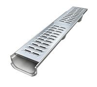 GUOXIAD Caniveau De Drainage Assemblé De 1 M De Long, Système De Drainage for Allée, Caniveaux À Fente en U De 20 Cm De Large, avec Grille en Acier Inoxydable, Kit De Drainage(#4,10CM Height)