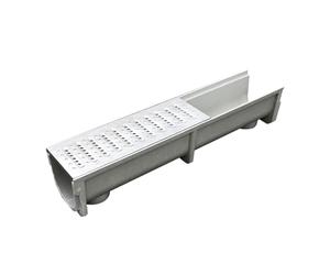 GUOXIAD Caniveau De Drainage Assemblé De 1 M De Long, Système De Drainage for Allée, Caniveaux À Fente en U De 20 Cm De Large, avec Grille en Acier Inoxydable, Kit De Drainage(#3,20CM Height)