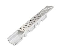 GUOXIAD Caniveau De Drainage en Résine Haute Résistance avec Grille, Tranchée De Drainage Assemblée De 50 Cm De Long, Mini-système De Drainage 10 X 6 Cm, Système De Drainage(Double Row)