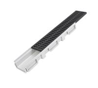 GUOXIAD Caniveau De Drainage en Résine Haute Résistance avec Grille, Tranchée De Drainage Assemblée De 50 Cm De Long, Mini-système De Drainage 10 X 6 Cm, Système De Drainage(PE Cover)