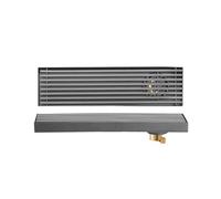 GUOXIAD Siphon De Sol Rectangulaire en Acier Inoxydable 304, Bouchons De Vidange Gris À Âme en Cuivre, Grille D'évacuation for Cuisine Et Salle De Bain, Caniveau De Douche(40cm,Side)