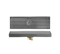 GUOXIAD Siphon De Sol Rectangulaire en Acier Inoxydable 304, Bouchons De Vidange Gris À Âme en Cuivre, Grille D'évacuation for Cuisine Et Salle De Bain, Caniveau De Douche(30cm,Center)