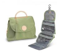 GUOXIAD Trousse De Toilette De Voyage Étanche À Suspendre, Organiseur De Maquillage en Cuir PU avec Crochet, Sac À Main De Toilette Portable(Green)