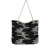 GUOXU Grand sac à bandoulière, sac fourre-tout, sac fourre-tout rayé(Black)