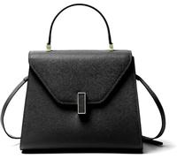 GUOXU Sac à main en cuir véritable, sac à main à poignée supérieure, sac à bandoulière, sac cartable de créateur avec bandoulière amovible(Black,L)