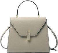 GUOXU Sac à main en cuir véritable, sac à main à poignée supérieure, sac à bandoulière, sac cartable de créateur avec bandoulière amovible(Gray,L)