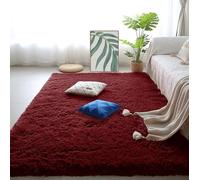 GUOYFEN Grand Tapis Salon 200 x 400 cm Lavable Poil Long Antidérapant Décoration Moquette Lavable Design Monochrome Moderne Chambre Bébé Pépinière Dortoir, Vin Rouge