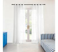 GUOYFEN Rideau Voilage Oeillet 260 x 215 cm Transparen Lumineux D'Intérieur Voilage à Oeillets Décoration de Maison Salon Chambre Cuisine Baie Vitrée, Blanc