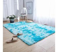 GUOYFEN Tapis Chambre 150 x 175 cm Poils Longs Épais Doux Au Toucher, Tapis Moelleux de Moelleux Dessous Antidérapant de Chambre Doux et pour Bébé, Pépinière, Bleu Ciel
