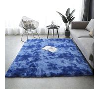 GUOYFEN Tapis Salon 165 x 165 cm Doux Moelleux, Antidérapant, Moderne, à Poils Longs, Facile à Entretenir Tapis de Chambre Doux et Moelleux pour Chambre Bébé, Pépinière, Bleu