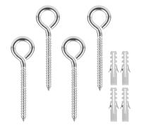 GUOYIHUA 4 Pièces Vis a Oeil M8-105 mm, Piton à Visser en Acier Inoxydable, Crochet à Visser avec Chevilles, Crochet à Visser Lourde pour Hamacs, Auvents, Fauteuils Suspendus, Balancoire
