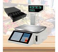 guoyjmm Balance Commerciale Recto Verso avec Impression D'étiquettes de Prix, Balance électronique Numérique avec Imprimante Thermique, pour Magasins d'alimentation et Supermarchés,Machine+Cashbox