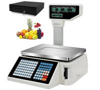 guoyjmm Balances d'impression D'étiquettes, Balances Numériques à Codes-Barres, Double Affichage Avant et Arrière, pour Le Pesage en Supermarché, Magasin de Détail ou Entrepôt,Machine+Cashbox