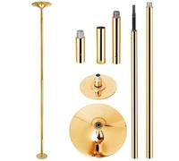 guoyjmm Barre de Pole Dance Professionnelle, Barre de Pole Dance Statique/Rotative, Charge Maximale 200 kg, Hauteur Réglable 225 cm-274 cm, pour Danse Fitness Exercise,Gold