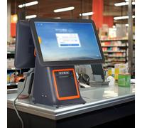 guoyjmm Caisse Enregistreuse à écran Tactile Double écran, Systèmes de Point de Vente PC à écran Tactile de 15.6 Pouces, pour la Vente au Détail, la Restauration, l'hôtellerie,Black