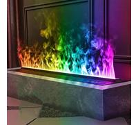 guoyjmm Cheminée à Vapeur d'eau, Cheminée à Atomisation 3D, Cheminée électrique Encastrée, Télécommande avec Minuterie, Simulation Tactile de Flamme, pour La Maison et Le Bureau,Ninecolors-100cm