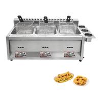 guoyjmm Friteuse à Gaz de Grande Capacité, Friteuse à Gaz Professionnelle, Friteuse Commerciale en Acier Inoxydable avec Paniers Friteuse, pour Cuisine à Domicile du Restaurant Commercial