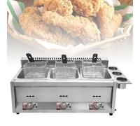 guoyjmm Friteuse à Gaz Professionnelle, Friteuse Commerciale en Acier Inoxydable, Contrôle de Température Autonome, pour Frites, Beignets de Dinde, Cuisine Domestique